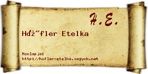 Höfler Etelka névjegykártya